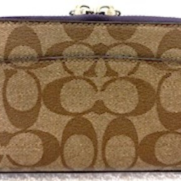 Coach Peyton Signature "C" print long wallet with violet interior and trim - Picture 5 of 11